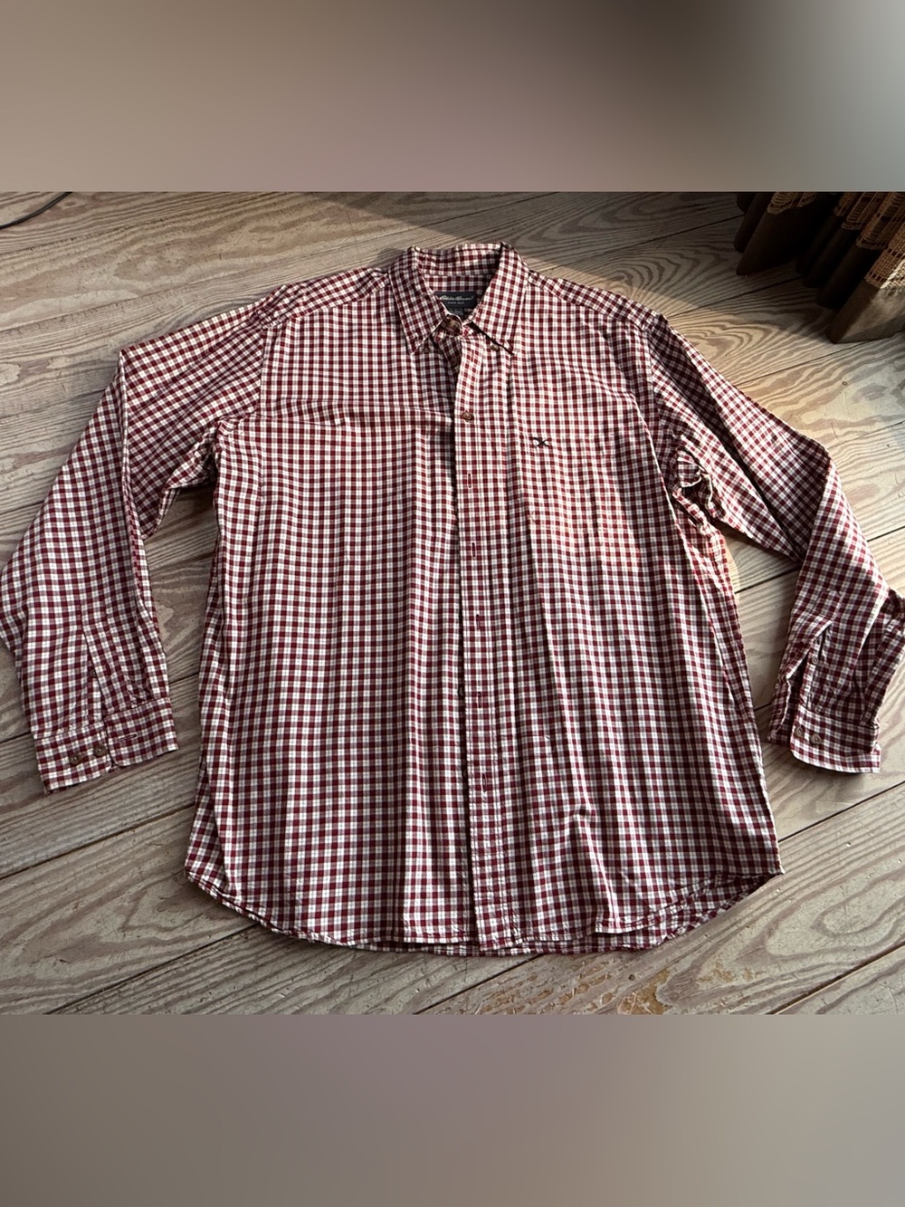Eddie Bauer Red Gingham Check Button Down Shirt - Tall XL